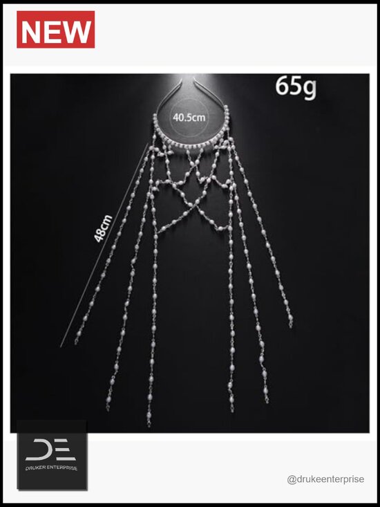 Multi-layered Pearl Tassel Hair Chain Headpiece Bridal Wedding Hairband